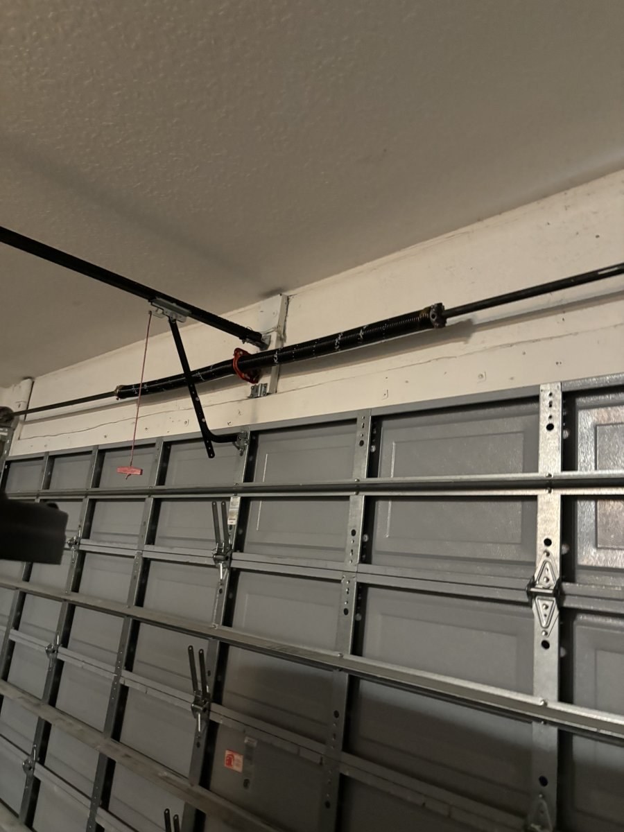 Garage door repair work in progress
